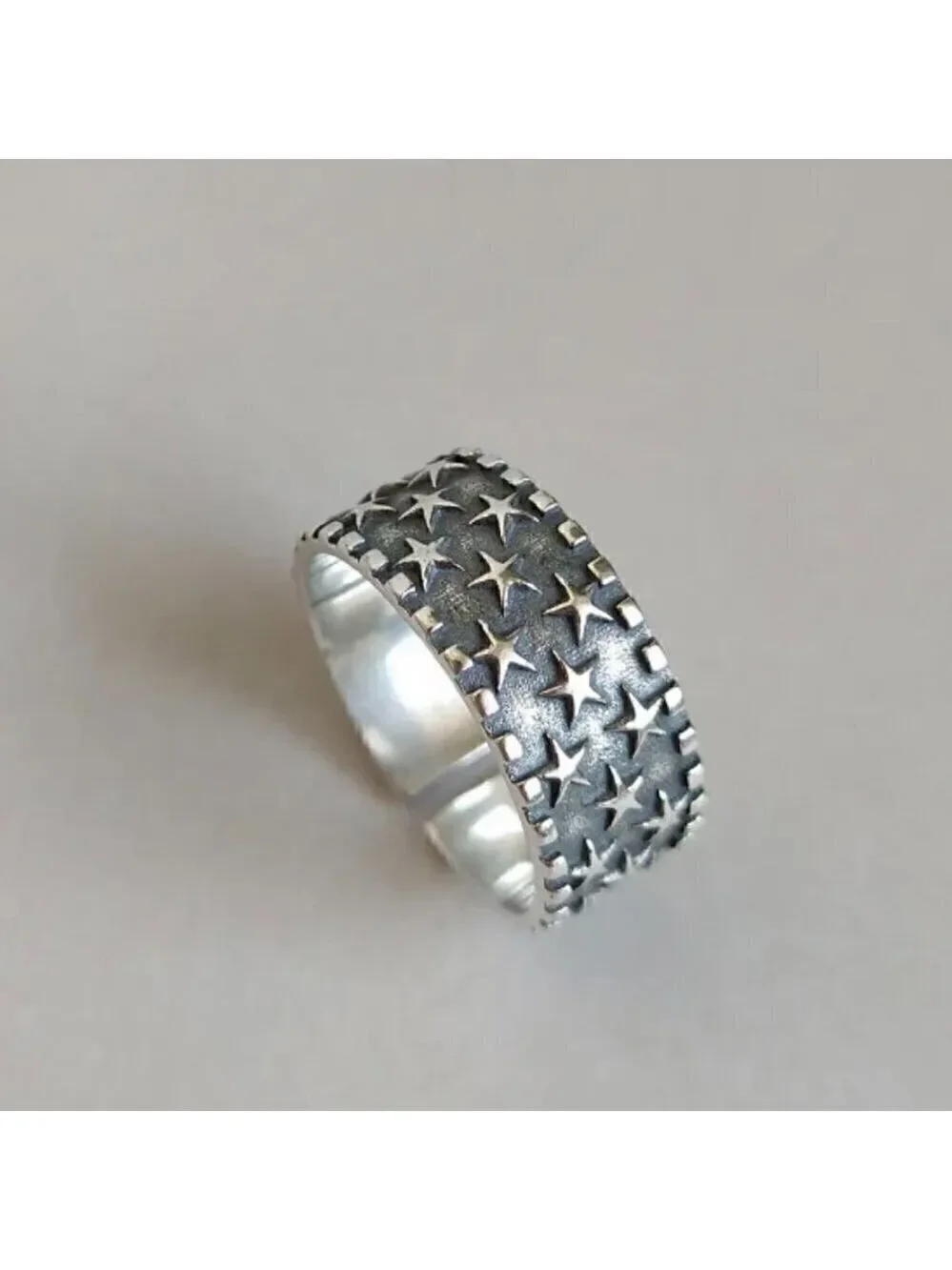 925 Sterling Stamped Adjustable Star Boho Ring #1308